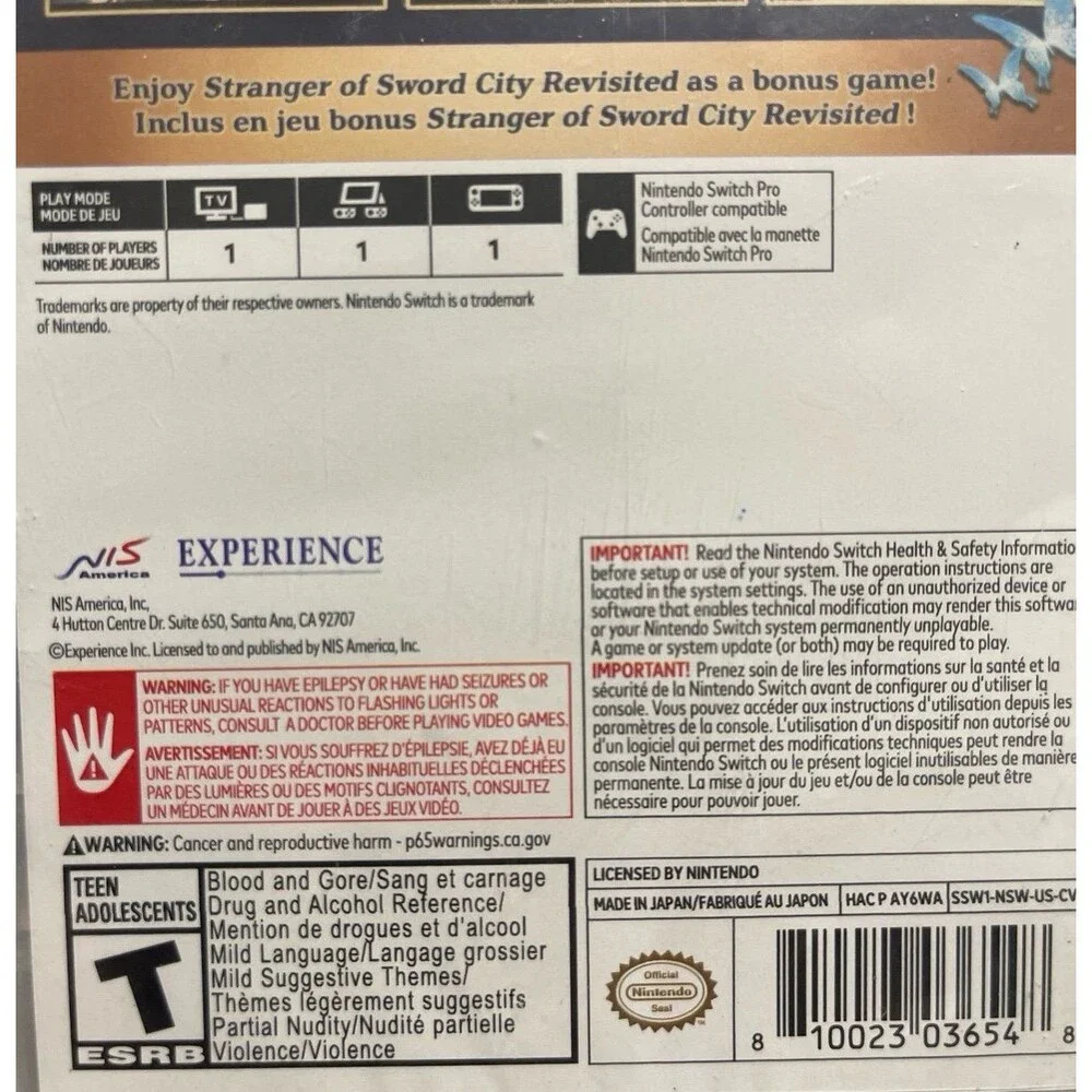 Saviors Of Sapphire Wings Stranger Of Sword City Revisited - Nintendo Switch New